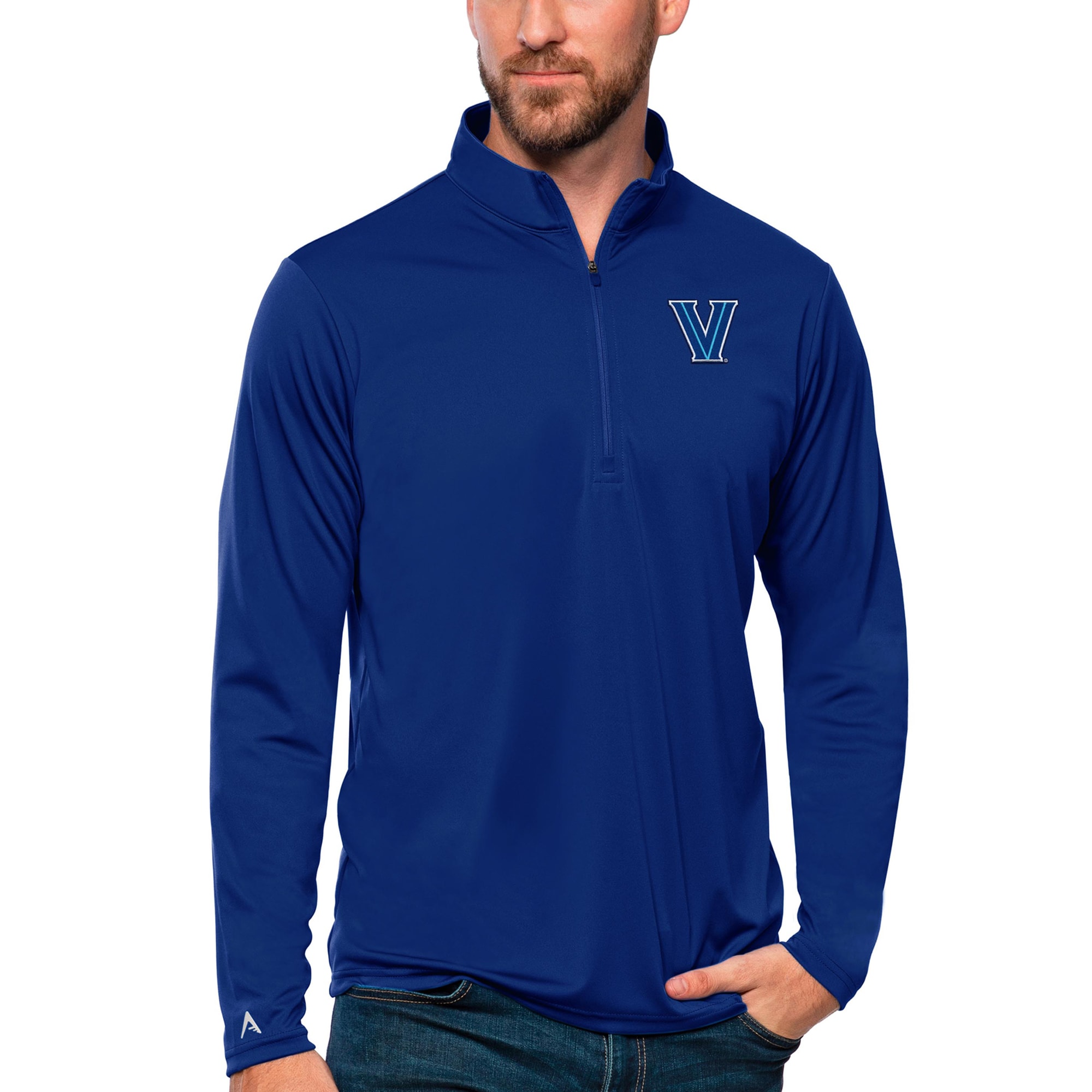 Men's Antigua Royal Villanova Wildcats Tribute Quarter-Zip Top